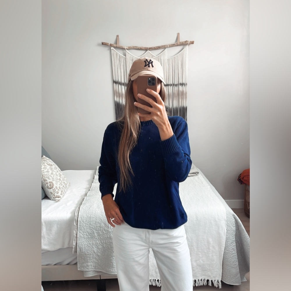 St. John's Bay 100% Cotton Navy Knit Sweater